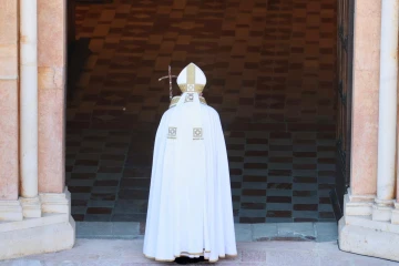 Pope Francis opens the Holy Door in L'Aquila, Italy on Aug. 28, 2022.
